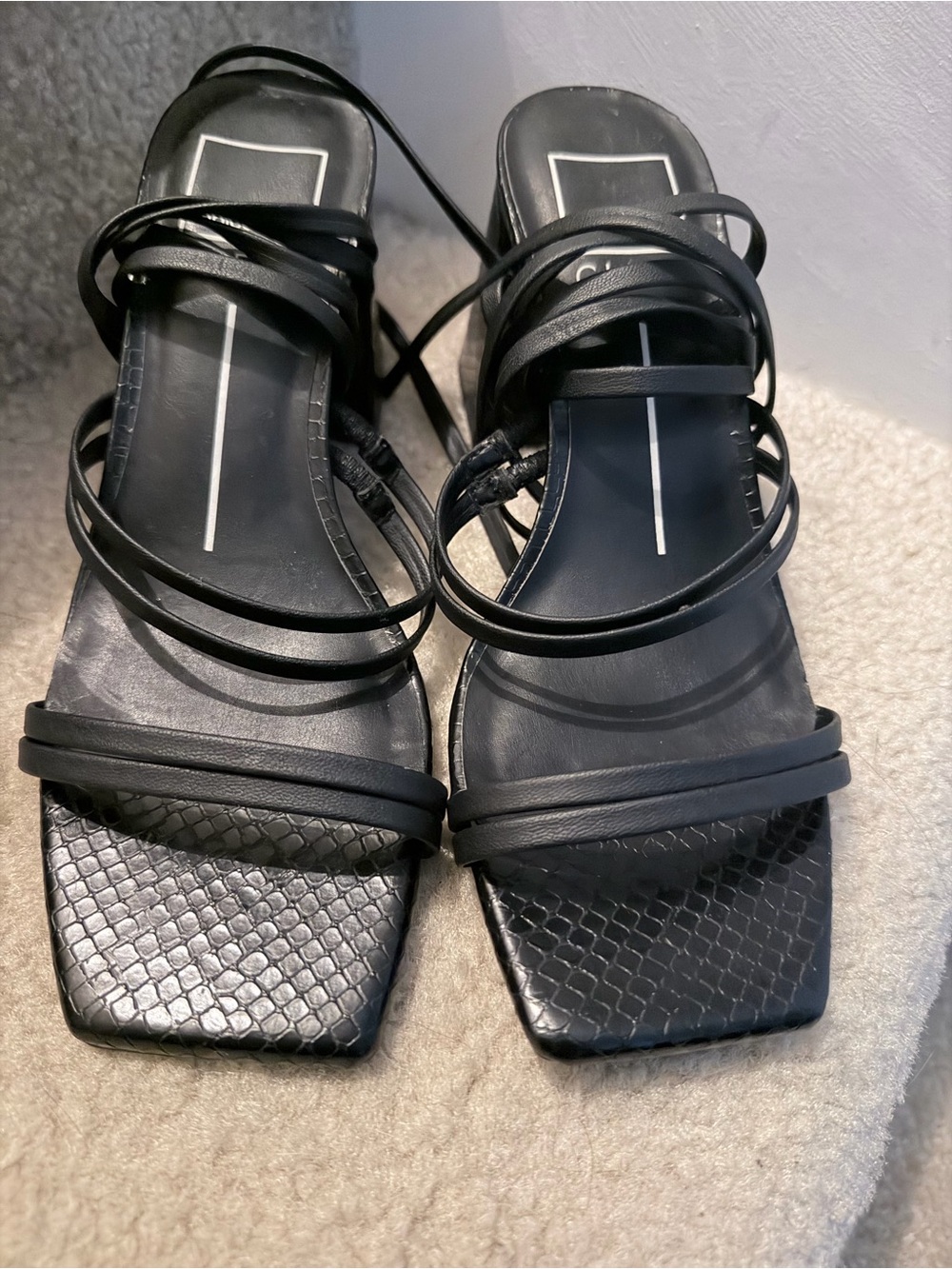 Dolce Vita CLEAR Lace-Up Heels – Black – Size 6.5 new no box